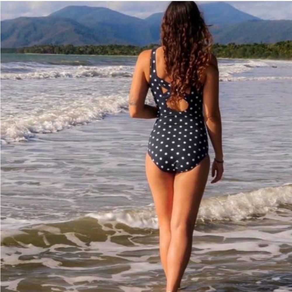Lands end Carmela Polka Dot One-Piece Swimsuit - Navy - Picture 4 of 7